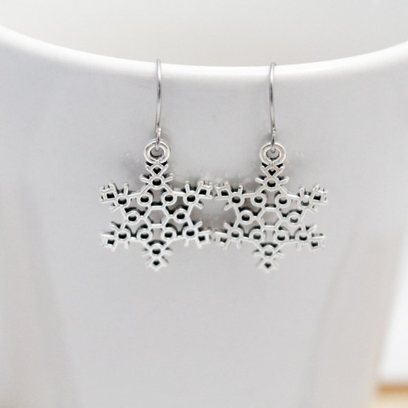 Snowflake Charm Earrings - Picture 6 of 10